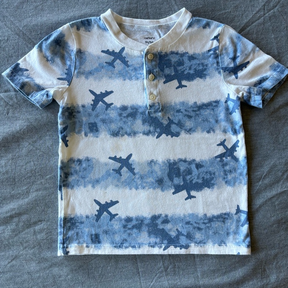 Carters Boys Blue Print Polo Shirt Size 5T